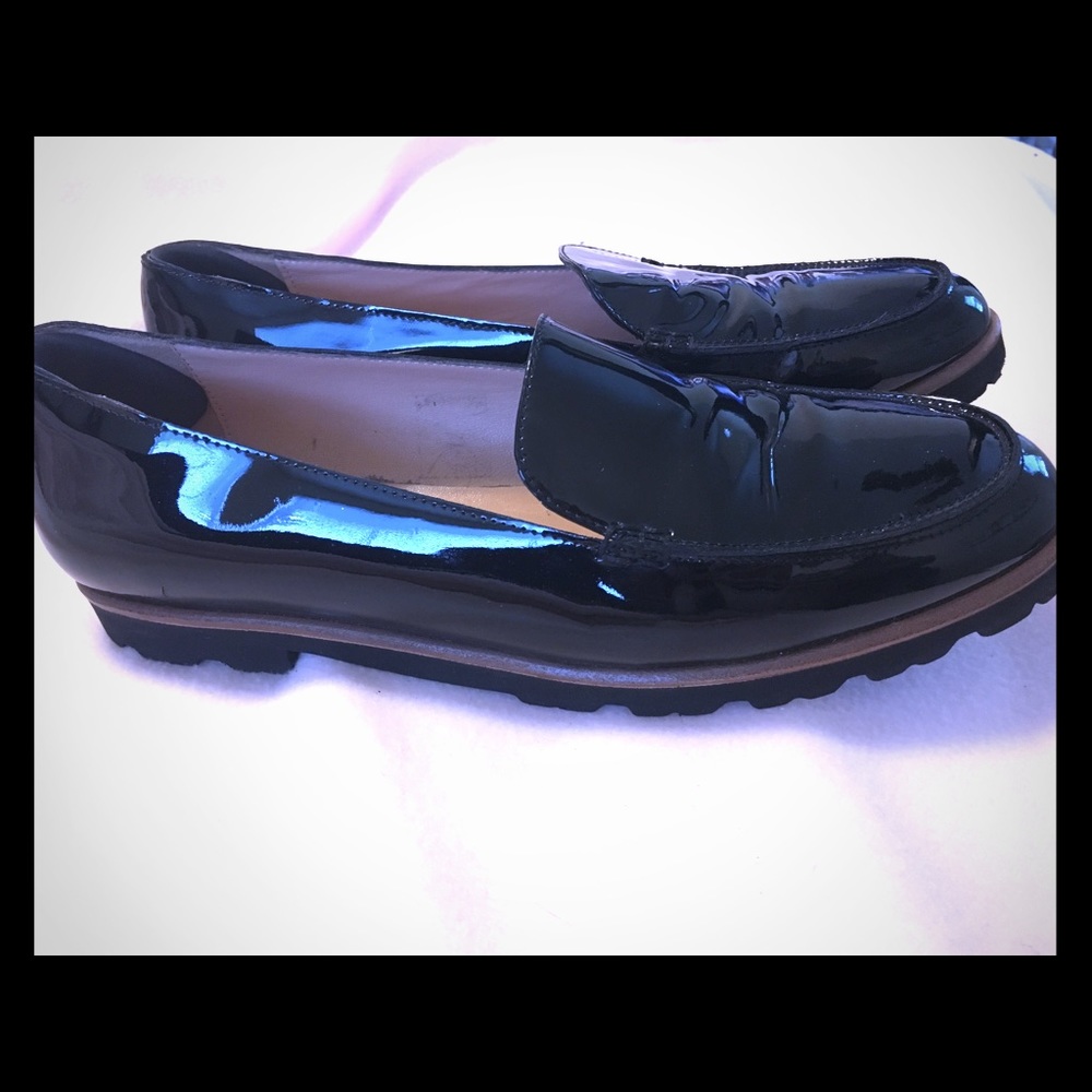 Black patent leather loafers